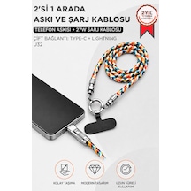 Hızlı Şarj Kablosu Telefon Askısı Type-c To Lightning 27w Örgü Data Kablo U32 Renkli