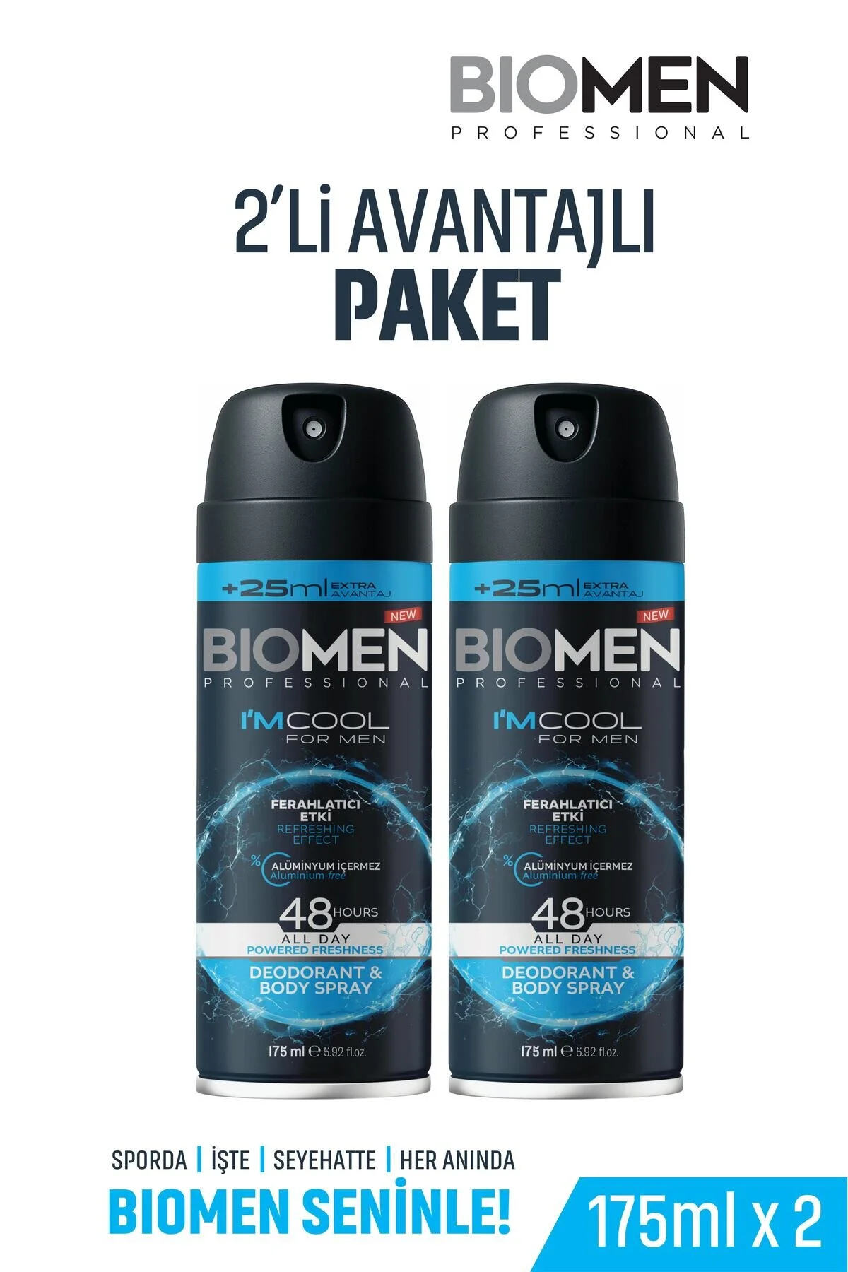 Deodorant & Body Sprey For Men Ferahlatıcı Etki I'm Cool 2x175