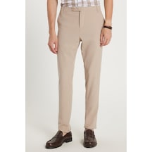 Tudors Erkek Slim Fit Dar Kesim Chino Yandan Cepli Pamuklu Taş Pantolon-35720 Taş