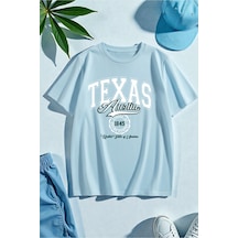 Uyguntarz Unisex Texas Baskılı Tasarım Tshirt Bebe Mavisi