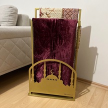 Safa Premium Ön Korumalı Seccade Askısı, Seccadelik Gold Siyah