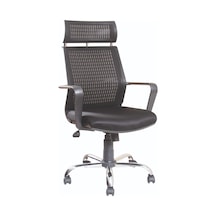My4 Yönetici Makam - Ofis Müdür - Büro - Çalışma Koltuğu Siyah Renk Krom Ayaklı Siyah