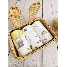 3 Adet 75X75 Çok Amaçlı Müslin Bezi Örtü Battaniye Çok Renkli