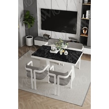 Avvio Lucas Lake Mdf Ayak Tokyo Demonte Sandalye 80x120 Yemek Masası Mutfak Masası 4 Kişilik Siyah Mermer