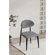 Avvio Siyah Polo Sandalye Mutfak Salon Yemek Odası Sandalyesi Metal Ayak Gri