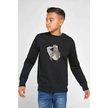 Tshirthane Billie Eilish Logosu Blosh Baskılı Unisex Çocuk Siyah Sweatshirt (534630182) Siyah