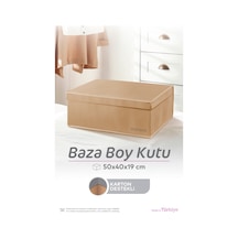 Kapaklı Cırt Bantlı Baza Boy Kutu Hurç 1 Adet 50x40x19 Bej