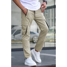 Madmext Ekru Kargo Cep Erkek Jogger Pantolon 5791 Ekru