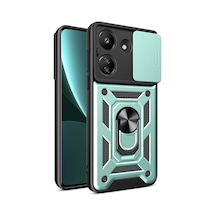 Newface Xiaomi Redmi 13c Kılıf Pars Lens Yüzüklü Silikon - Yeşil Yeşil