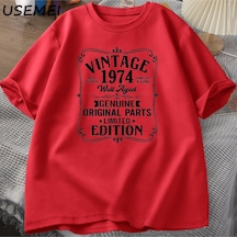 Flood Of Style 1974 Yılında Yapılan 50 Yıl Mükemmellik Çiçek 50th Doğum Günü T Shirt Erkek Kadın Pamuk T-shi Kırmızı