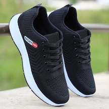 Siyah Wtempo Erkek Düz Renk Örgü Ayakkabı Hafif Koşu Ayakkabıları Yaz Sonbahar Çok Yönlü Rahat Spor Ayakkabılar