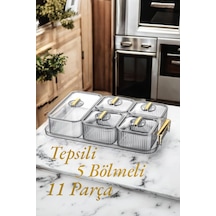 Hasby Tepsili 5 Bölmeli 11 Parça Kahvaltılık Kapaklı Saklama Kabı