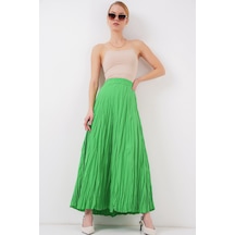 Kadın Uzun Kırışık Etek 8042 - Yeşil Yeşil