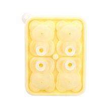 Xurunkeji Yeni Dört Izgara Ayı Buz Tepsisi Kalıbı Silikon Buz Tepsisi Ev Dondurma Popsicle Dondurulmuş Buz Topu Buz Tepsisi Sarı Sarı