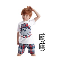 Monkey Ekose Erkek Çocuk T-shirt Şort Takım