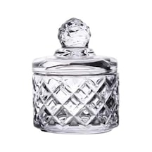 Lüx Mini Cam Şekerlik & Cam Lokumluk, Kesme Cam Lüx Şekerlik 7.5cm 9.2cm - 06641 Açık Kahverengi