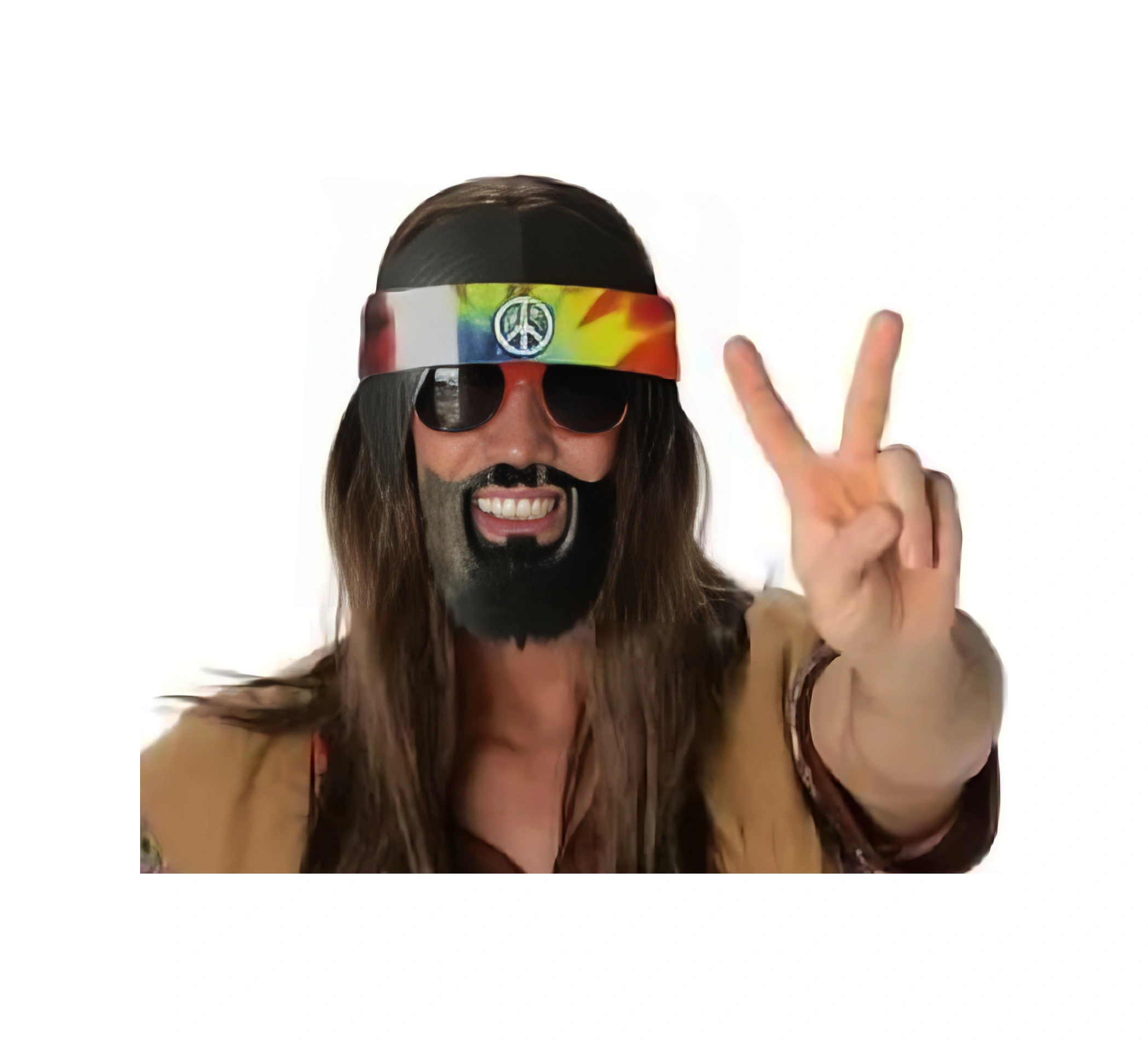 Siyah Saçlı Bandana Hippi Parti Gözlüğü Diğer