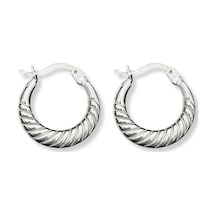Oya Silver Çapraz Çizgi İnce Croissant Yarım Ay Gümüş Kadın Halka Küpe 1.8x1.8cm