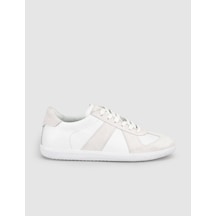 Kadın Beyaz Hakiki Deri Retro Şerit Detaylı Sneaker Kadın Beyaz Hakiki Deri Retro Şerit Detaylı Sneaker