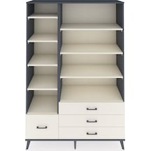 Hyperion Dolap 9 Raflı 4 Çekmeceli 132x44x195 Antrasit-aytaşı/aytaşı Aytası/aytası - Antrasıt