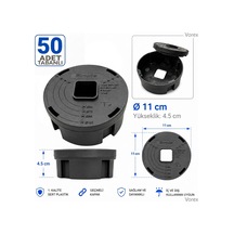 Vorex 50 Adet 11 Cm Tabanlı Yuvarlak Kamera Buatı Geçmeli Kapaklı 56-70-84-101 Mm Ip Dome