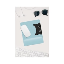 Hobishop 107 Jel Dolgulu Pvc Yüzey Mavi Kedi Çizimli Bilek Destekli Dikdörtgen Mouse Pad Mouse Altlığı. Mavi