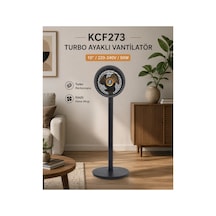 Vanti 10inç 25cm Turbo Fan Ayaklı Vantilatör 45w Metal Pervane 4 Hız Kademeli 60 Dakika Zaman Ayarlı Kcf273