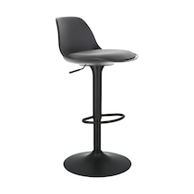 Bürocci Nadya Bar Sandalyesi - Gri Deri - Mat Siyah Ayaklı - 9537y0125 Gri