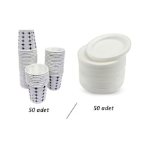 Anı Karton Bardak 50 Adet + Köpük Tabak 50 Adet