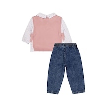 Civil Baby Triko Süveter 3'lü Set 6-18 Ay Takım - Pembe Koyu Pastel Pembe