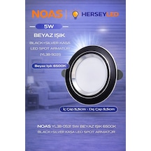 Yl38-0531 Noas 5w Beyaz Işık 6500k Black+sılver Led Spot Yl38-0531 Beyaz