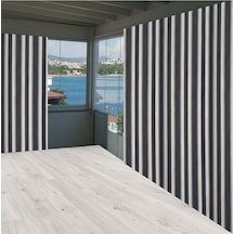 Ceylan Home Balkon Perdesi Gri Beyaz Çizgili 900x250