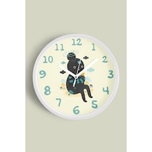 Çocuk Odası Modern Duvar Saati - 35cm - Önü Camlı Beyaz Kasa - Sessiz Mekanizma-jh0291 Beyaz