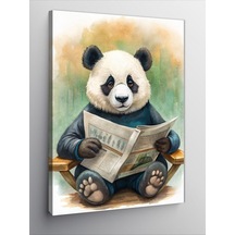 Kanvas Tablo Gazete Okuyan Panda 70cmx100cm