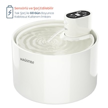 Haustier Wf03 Otomatik Kablosuz Kedi Su Pınarı, Sensörlü , Bataryalı , Ultra Sessiz, Seramik, 2,3lt Hazne