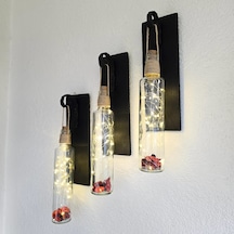 Led Işıklı, Mat Siyah Renkli Duvar Aplik, 3 Lü Set