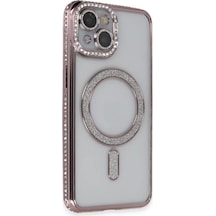 Newface Apple İphone 13 Kılıf Joke Simli Magneticsafe Kılıf - Pembe