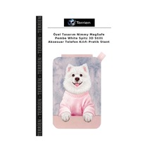 Özel Tasarım Nimmy Magsafe Pembe White Spitz 3d Stilli Aksesuar Telefon Kılıfı Pratik Stant