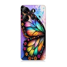 Tecno Spark Go 2023 Uyumlu Pastel Renkli Kelebek Kanadı Ve Çiçekler Desenli Silikon Kılıf
