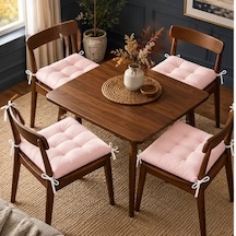 4 Lü Kapitone Bağcıklı Sandalye Minderi 40 40 3 Cm Pembe 40 40 3 Cm 4 Adet