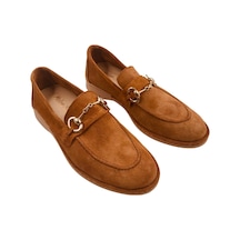 Scarpe Taba Hakiki Deri Kadın Süet Babet Ayakkabı Taba