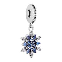 Taşlı Kar Tanesi Sallantılı Charm Gümüş
