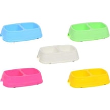 Kyane Çift Bölme 25 x 14.5 x 5 CM Kedi Mama Kabı 2 x 250 ML Çok Renkli