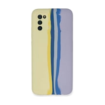 Samsung Galaxy Uyumlu. A03s Kılıf Ebruli Lansman Silikon - Sarı-lila