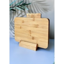 3lü Stantlı Kesme Tahtası Seti - Bambu Kesme Tahtası Takımı - 4 Parça Bambu