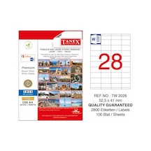 Tanex Lazer Etiket 100 Yp 52X41 Mm Laser-Copy-Inkjet  Tw-2028