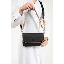 Just Polo Yeni Sezon Gofraj 5 Gözlü Kadın Çapraz Omuz Çantası 23x14cm Pbu1033 Siyah Taba Siyah - Taba