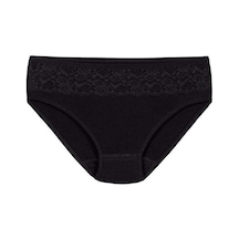 6 Adet Yıldız Bayan Likralı Dantelli Bikini Külot Siyah 3786 Siyah