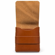 Oakco Leather Taba Hakiki Deri El Yapımı Kapaklı Minimalist Cüzdan Açık Kahverengi - Taba