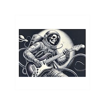 İskelet Gitarist Ve Rock Modern Ahşap Tablo